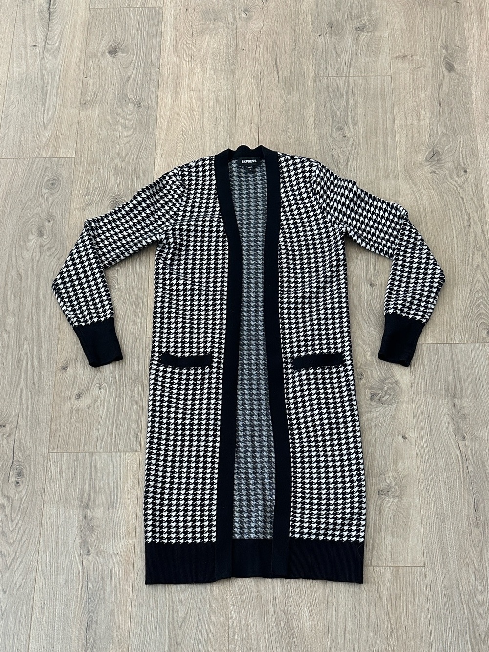 Express Black & White Open Cardigan